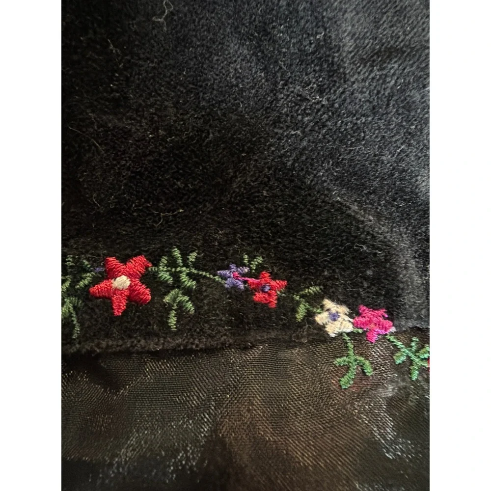 Vintage 2001 Gymboree Black Velvet Floral Embroidered Dress 6-12 Mo‎ Bow holiday